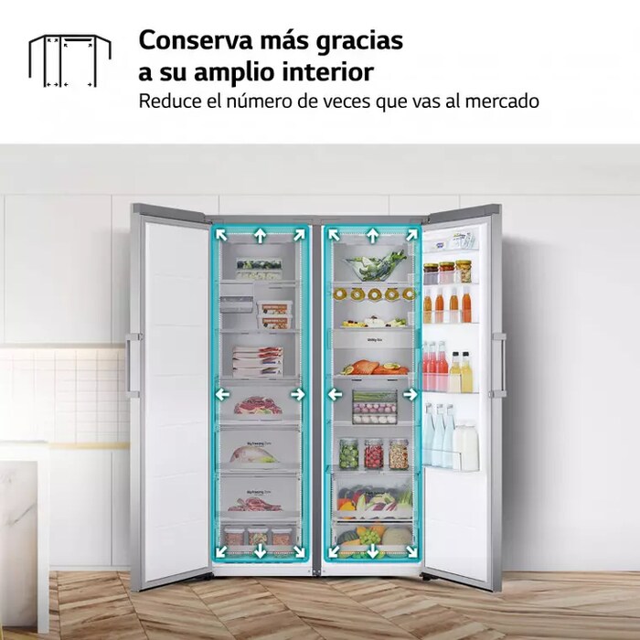 LG Set Frigorífico y congelador, 186cm, clasificación D, Inox antihuellas, GM617MBCSF.SET